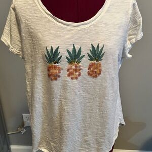 LC Lauren Conrad White Pineapple Graphic Tee